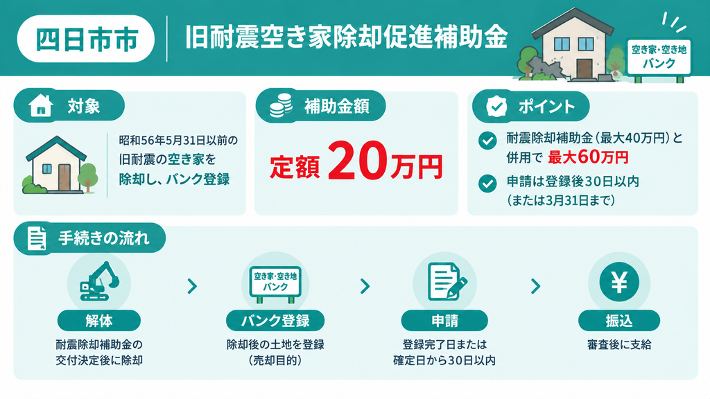 四日市市の旧耐震空き家除却促進補助金