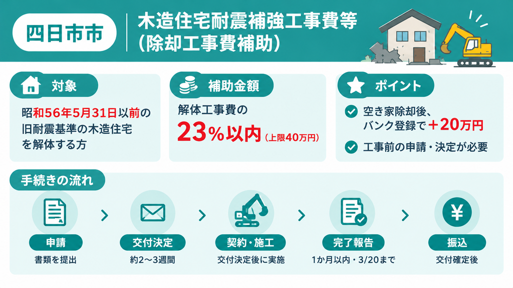 四日市市の木造住宅の除却工事費補助